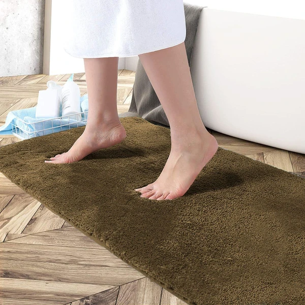 LUXE HOME INTERNATIONAL Bathmat Newman Microfiber 2500 GSM Anti Slip ( Coffee, 60x90 cm, Pack of 1 ) - Coffee