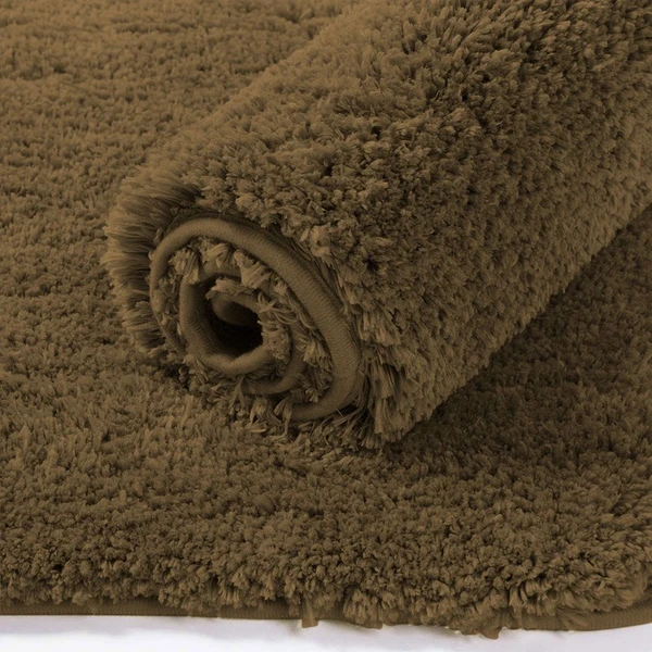 LUXE HOME INTERNATIONAL Bathmat Newman Microfiber 2500 GSM Anti Slip ( Coffee, 40x60 cm, Pack of 1 ) - Coffee