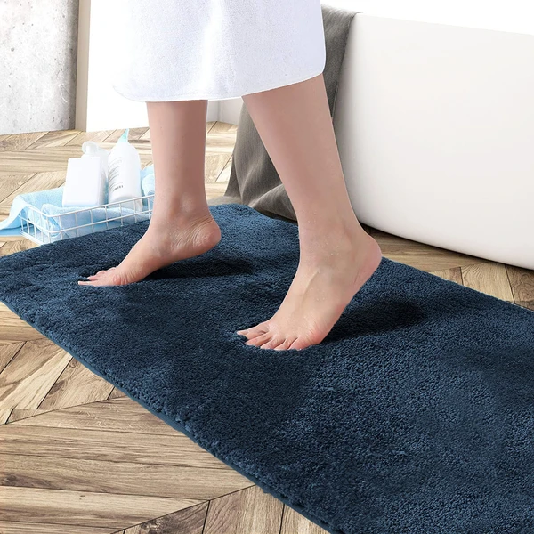 LUXE HOME INTERNATIONAL Runner Newman Microfiber 2500 GSM Anti Slip ( Navy Blue, 2x5 Ft, Pack of 1 ) - Navy Blue