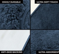 LUXE HOME INTERNATIONAL Bathmat Newman Microfiber 2500 GSM Anti Slip ( Navy Blue, 45x75 cm, Pack of 1 ) - 45x75 cm, Navy Blue