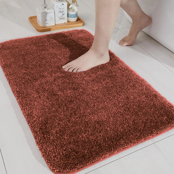 Bathmat Newman Microfiber 2500 GSM Anti Slip ( Rust, 40x60 cm, Pack of 1 )