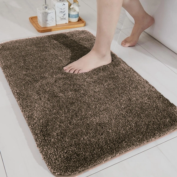 Bathmat Newman Microfiber 2500 GSM Anti Slip ( Chocolate, 40x60 cm, Pack of 1 )