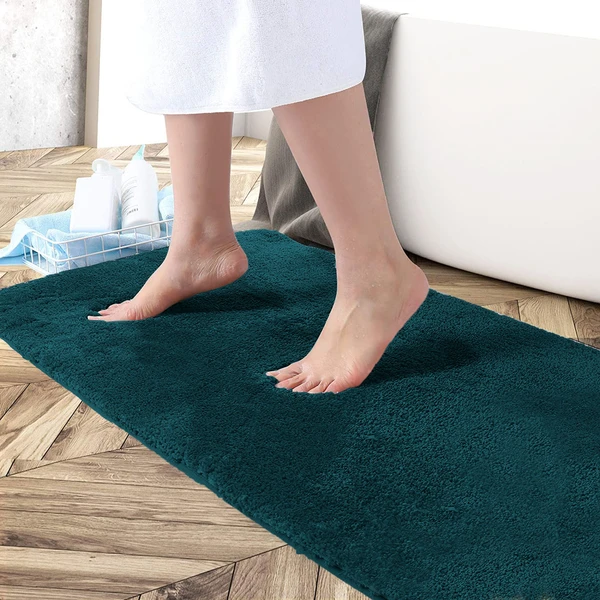 LUXE HOME INTERNATIONAL Bathmat Newman Microfiber 2500 GSM Anti Slip ( Teal, 60x90 cm, Pack of 1 ) - Teal