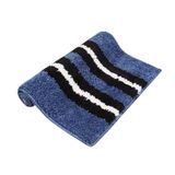 LUXE HOME INTERNATIONAL Bathmat Stripe Microfiber 1600 GSM Anti-Skid ( Blue , 38 Cm x 58 Cm , Pack of 2 ) - Blue