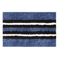LUXE HOME INTERNATIONAL Runner Stripe Microfiber 1600 GSM Anti-Skid ( Grey, Blue , 58 Cm x 140 Cm + 38x58 Cm , Pack of 2 ) - Grey, Blue