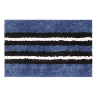 LUXE HOME INTERNATIONAL Runner Stripe Microfiber 1600 GSM Anti-Skid ( Grey, Blue , 58 Cm x 140 Cm + 38x58 Cm , Pack of 2 ) - Grey, Blue