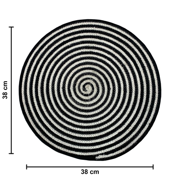 Luxe Home International Set of 2 Braided  Cotton placemats, 15 Inch Round, Best for Dining Table (Black , 38 CM x 38 CM , Pack of 2 ) - Round, Black