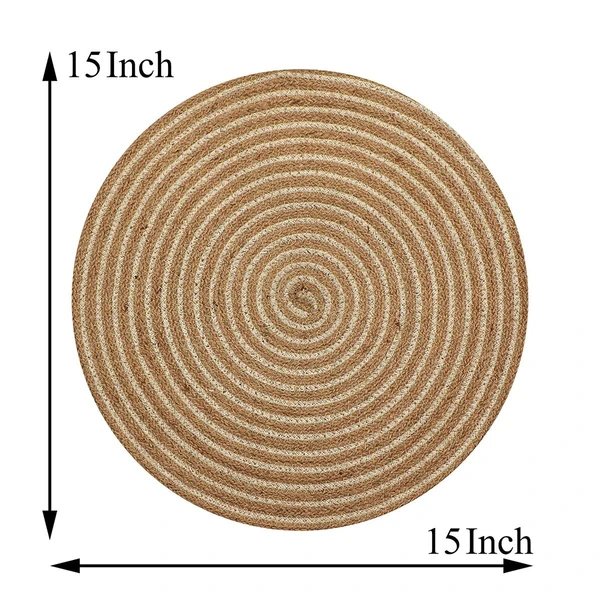 LUXE HOME INTERNATIONAL Setof2BraidedJuteCottonplacemats,15InchRound,BestforDiningTable(Beige,38CMx38CM,Packof4) - Beige