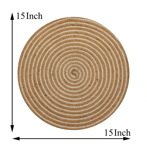 LUXE HOME INTERNATIONAL Set of 2 Braided Jute Cotton placemats, 15 Inch Round, Best for Dining Table (Beige , 38 CM x 38 CM , Pack of 2 ) - Beige