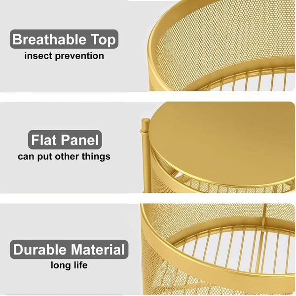 Luxe Home International Storage Trolley Round , 3-Tier Revolving Vegetable Kitchen Rack , Square Multipurpose Storage Rack with Wheels , Metal Fruit Storage Rack , Kitchen Spice Rack (Gold 32x32x60) - 32x32x60 Cm, Gold, 1 Pc Stainless Steel With Weels Storage Trolley