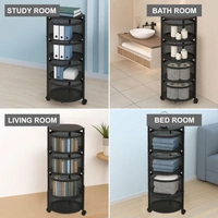 Luxe Home International Storage Trolley Round , 4-Tier Revolving Vegetable Kitchen Rack , Square Multipurpose Storage Rack with Wheels , Metal Fruit Storage Rack , Kitchen Spice Rack (Black 32x32x75) - 32x32x75 Cm, Black, 1 Pc Stainless Steel With Weels Storage Trolley