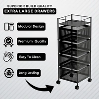 Luxe Home International Storage Trolley Square , 4-Tier Revolving Vegetable Kitchen Rack , Square Multipurpose Storage Rack with Wheels , Metal Fruit Storage Rack, Kitchen Spice Rack (Black 29x29x80) - 28.5x28.5x80 Cm, Black, 1 Pc Stainless Steel With Weels Storage Trolley