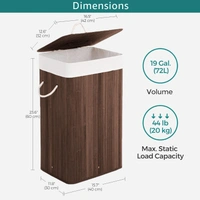 Luxe Home International LUXE HOME INTERNATIONAL Stripe Bamboo Laundry Basket with Lid | Eco-Friendly, Foldable & Lightweight Organizer (Brown, 40x30x60 cm, Pack of 1) - 40x30x60, Brown