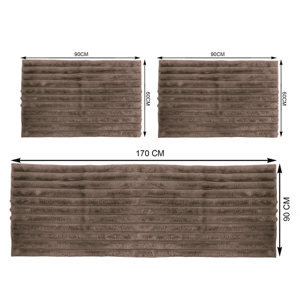 Luxe Home International Stripe Fur Sofa Cover 5 Seater Ultra-Soft Washable Anti-Slip Slipcover for Sofa (Cocoa, 170x90+60x90+60x90 cm) - Medium, Cocoa