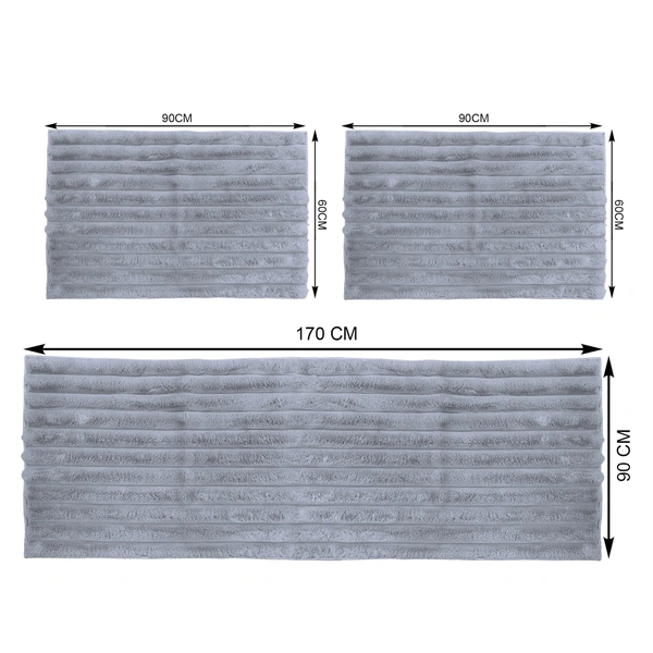 Luxe Home International Stripe Fur Sofa Cover 5 Seater Ultra-Soft Washable Anti-Slip Slipcover for Sofa (Silver, 170x90+60x90+60x90 cm) - Medium, Silver