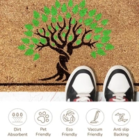 Luxe Home International  Tree  Design Coir Doormat for Entrance (71 x 45 cm ) - 71x 45 Cm, Green