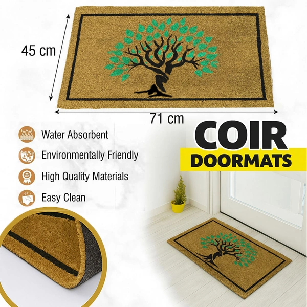 Luxe Home International  Tree  Design Coir Doormat for Entrance (71 x 45 cm ) - 71x 45 Cm, Green