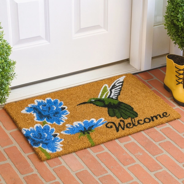 Luxe Home International  Welcome Bird Design Coir Doormat for Entrance (71 x 45 cm ) - 71x 45 Cm, Multicolor