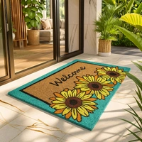 Luxe Home International  Welcome Floral Design Coir Doormat for Entrance (71 x 45 cm ) - 71x 45 Cm, Yellow