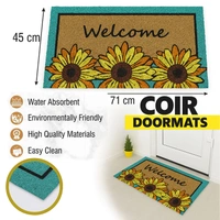Luxe Home International  Welcome Floral Design Coir Doormat for Entrance (71 x 45 cm ) - 71x 45 Cm, Yellow
