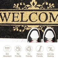 Luxe Home International  Welcome Printed Design Coir Doormat for Entrance (71 x 45 cm ) - 71x 45 Cm, Black