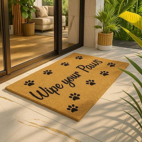 Luxe Home International  Wipe your paws Printed Design Coir Doormat for Entrance (71 x 45 cm ) - 71x 45 Cm, Gold