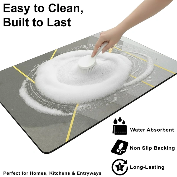 Luxe Home International Luxe Home Internationl Rubber Doormat Abstract Design Anti Slip Skid, Soft, Washable Door Mat for Home Entrance, Bathroom, Kitchen, Living Room, Office (35x58 cm) - 35x58, Multicolor