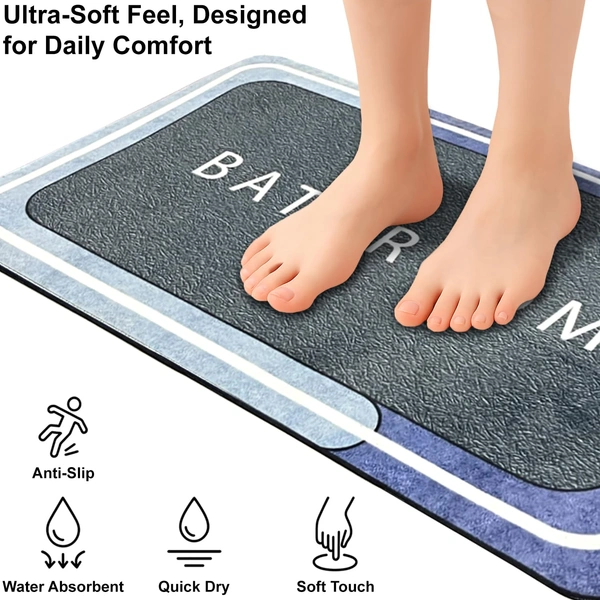 Luxe Home International Luxe Home Internationl Rubber Doormat Bathroom Design Anti Slip Skid, Soft, Washable Door Mat for Home Entrance, Bathroom, Kitchen, Living Room, Office (35x58 cm) - 35x58, Multicolor