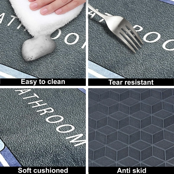 Luxe Home International Luxe Home Internationl Rubber Doormat Bathroom Design Anti Slip Skid, Soft, Washable Door Mat for Home Entrance, Bathroom, Kitchen, Living Room, Office (35x58 cm) - 35x58, Multicolor