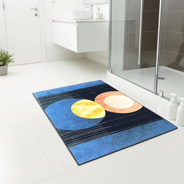 Luxe Home International Luxe Home Internationl Rubber Doormat Blue Moon Design Anti Slip Skid, Soft, Washable Door Mat for Home Entrance, Bathroom, Kitchen, Living Room, Office (35x58 cm) - 35x58, Multicolor