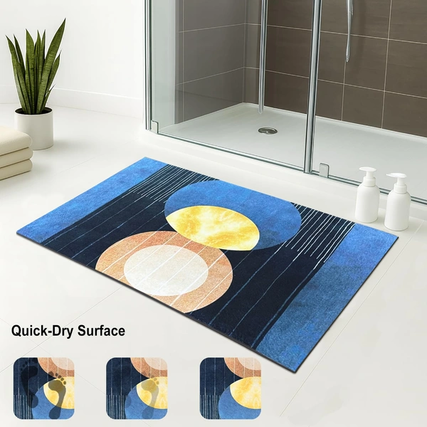 Luxe Home International Luxe Home Internationl Rubber Doormat Blue Moon Design Anti Slip Skid, Soft, Washable Door Mat for Home Entrance, Bathroom, Kitchen, Living Room, Office (35x58 cm) - 35x58, Multicolor