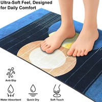 Luxe Home International Luxe Home Internationl Rubber Doormat Blue Moon Design Anti Slip Skid, Soft, Washable Door Mat for Home Entrance, Bathroom, Kitchen, Living Room, Office (35x58 cm) - 35x58, Multicolor