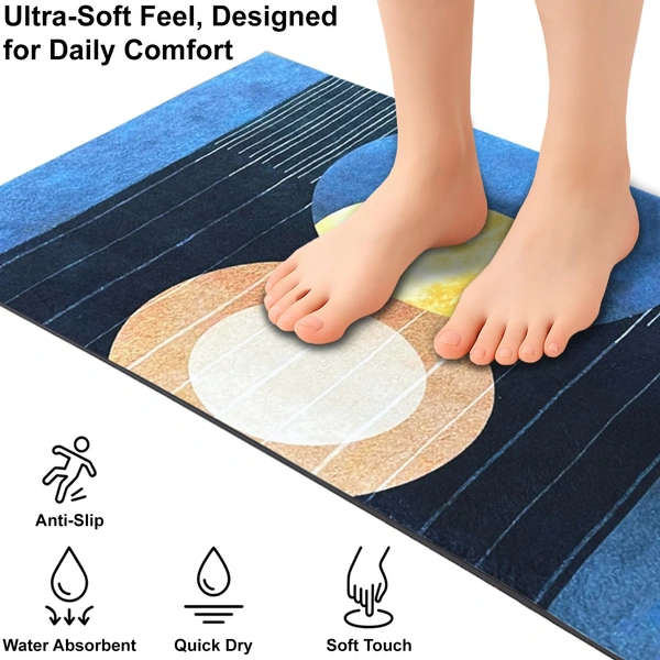 Luxe Home International Luxe Home Internationl Rubber Doormat Blue Moon Design Anti Slip Skid, Soft, Washable Door Mat for Home Entrance, Bathroom, Kitchen, Living Room, Office (35x58 cm) - 35x58, Multicolor