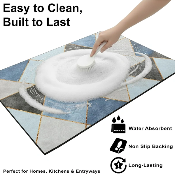 Luxe Home International Luxe Home Internationl Rubber Doormat Geometric Design Anti Slip Skid, Soft, Washable Door Mat for Home Entrance, Bathroom, Kitchen, Living Room, Office (35x58 cm) - 35x58, Multicolor