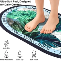 Luxe Home International Luxe Home Internationl Rubber Doormat Good Vibes Design Anti Slip Skid, Soft, Washable Door Mat for Home Entrance, Bathroom, Kitchen, Living Room, Office (35x58 cm) - 35x58, Multicolor