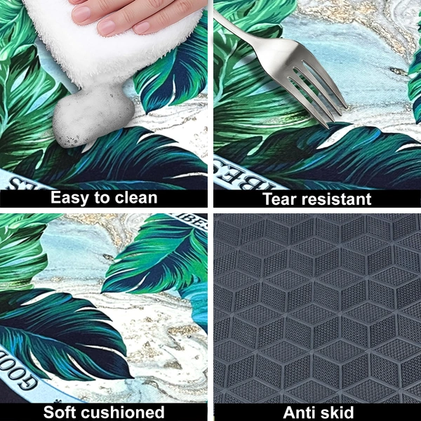 Luxe Home International Luxe Home Internationl Rubber Doormat Good Vibes Design Anti Slip Skid, Soft, Washable Door Mat for Home Entrance, Bathroom, Kitchen, Living Room, Office (35x58 cm) - 35x58, Multicolor