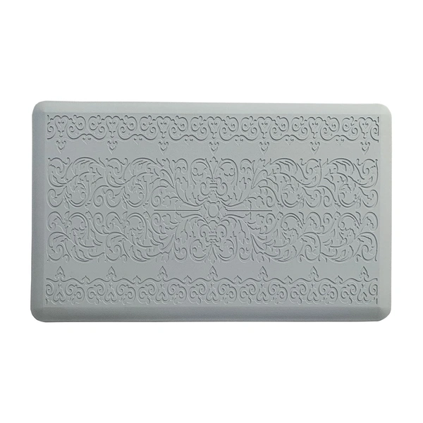 LUXE HOME INTERNATIONAL Luxe Home Jersey Damask Anti-Fatigue (45x75 cm) Kitchen Mat Grey , Cushioned Support, Stylish and Durable, Easy to Clean, Non-Slip Bottom , Ideal for Kitchen, Desk, Laundry, Garage - 45x75 cm, Grey