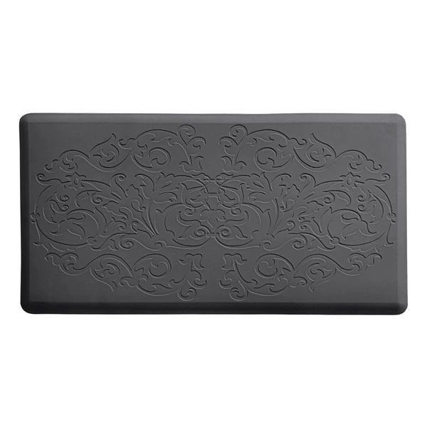 LUXE HOME INTERNATIONAL Luxe Home Jersey Floral Anti-Fatigue (45x75 cm) Kitchen Mat Black , Cushioned Support, Stylish and Durable, Easy to Clean, Non-Slip Bottom , Ideal for Kitchen, Desk, Laundry, Garage - 45x75 cm, Black