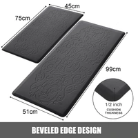LUXE HOME INTERNATIONAL Luxe Home Jersey Floral Anti-Fatigue ( 51x99 cm ) Kitchen Runner Black , Cushioned Support, Stylish and Durable, Easy to Clean, Non-Slip Bottom , Ideal for Kitchen, Desk, Laundry, Garage - 51x99 cm, Black