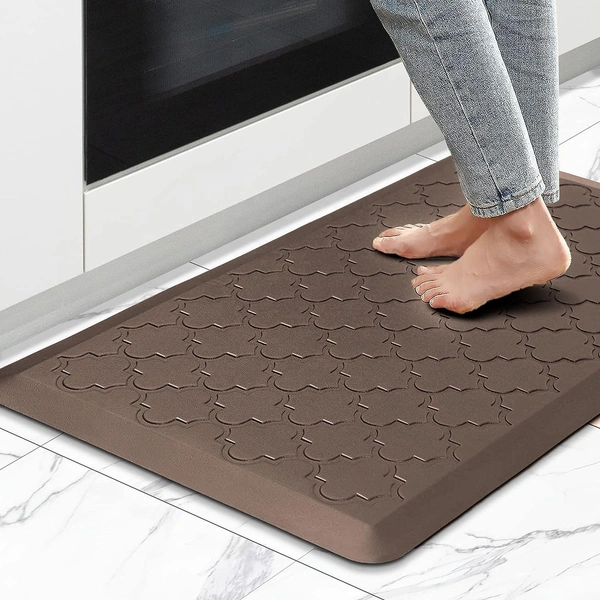 LUXE HOME INTERNATIONAL Luxe Home Jersey Morroccan Anti-Fatigue (45x75 cm) Kitchen Mat Brown , Cushioned Support, Stylish and Durable, Easy to Clean, Non-Slip Bottom , Ideal for Kitchen, Desk, Laundry, Garage - 45x75 cm, Brown