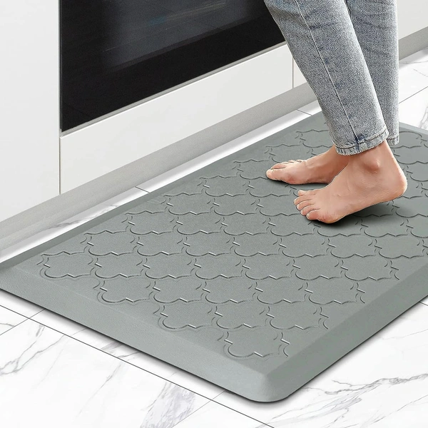 LUXE HOME INTERNATIONAL Luxe Home Jersey Morroccan Anti-Fatigue (45x75 cm) Kitchen Mat Grey, Cushioned Support, Stylish and Durable, Easy to Clean, Non-Slip Bottom , Ideal for Kitchen, Desk, Laundry, Garage - 45x75 cm, Grey