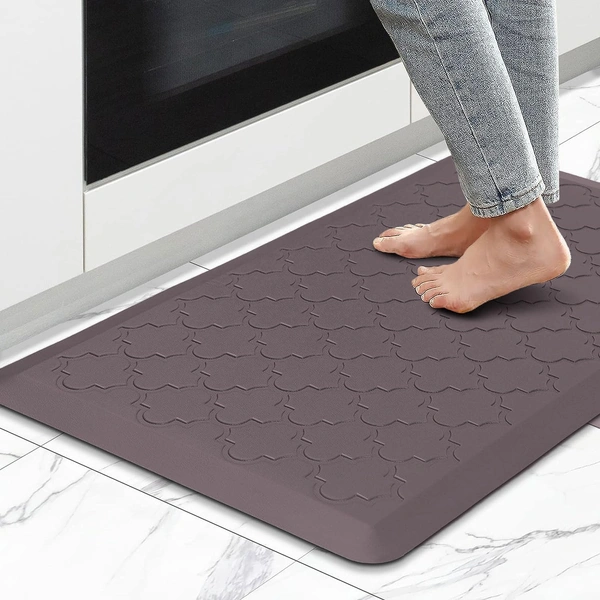 LUXE HOME INTERNATIONAL Luxe Home Jersey Morroccan Anti-Fatigue (45x75 cm) Kitchen Mat Dark Coffee  Cushioned Support, Stylish and Durable, Easy to Clean, Non-Slip Bottom  Ideal for Kitchen, Desk, Laundry, Garage - 45x75 cm, Dark Coffee