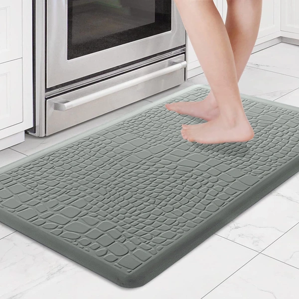 LUXE HOME INTERNATIONAL Luxe Home Jersey Textuer Anti-Fatigue (45x75 cm) Kitchen Mat Grey , Cushioned Support, Stylish and Durable, Easy to Clean, Non-Slip Bottom , Ideal for Kitchen, Desk, Laundry, Garage - 45x75 cm, Grey