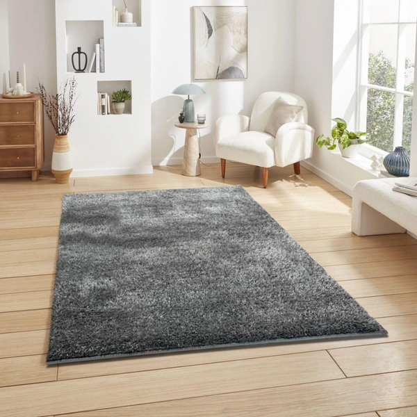 Luxe Home International Luxe Home Jordan Ultra Soft Microfiber (6x9 Feet) Floor Area Rug - Silver - Shaggy, Carpet for Living Room, Bedroom Carpets for Floor, and Home Decor - 6X9, Silver