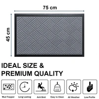 Luxe Home International Luxe Home Line Rubber Coir Door Mat Anti Slip Doormat for Indoor and Outdoor (Silver, 45cm x 75cm) - 45x75 cm, Silver