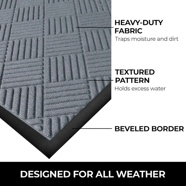 Luxe Home International Luxe Home Line Rubber Coir Door Mat Anti Slip Doormat for Indoor and Outdoor (Silver, 45cm x 75cm) - 45x75 cm, Silver