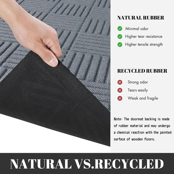 Luxe Home International Luxe Home Line Rubber Coir Door Mat Anti Slip Doormat for Indoor and Outdoor (Silver, 45cm x 75cm) - 45x75 cm, Silver