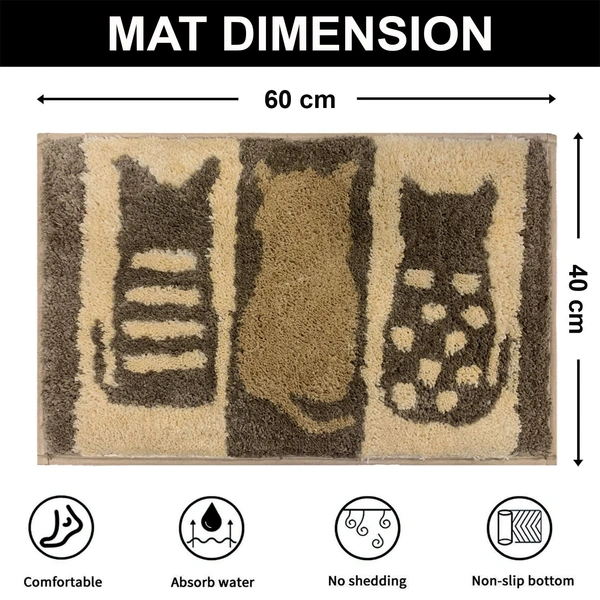 Luxe Home International Luxe Home Macau Cat Bath Mat (40x60 cm) Super Soft Microfiber, Anti Slip Backing, Washable Bathroom Mat Perfect for Bedroom - Chocolate - 40x60 cm, chocolate