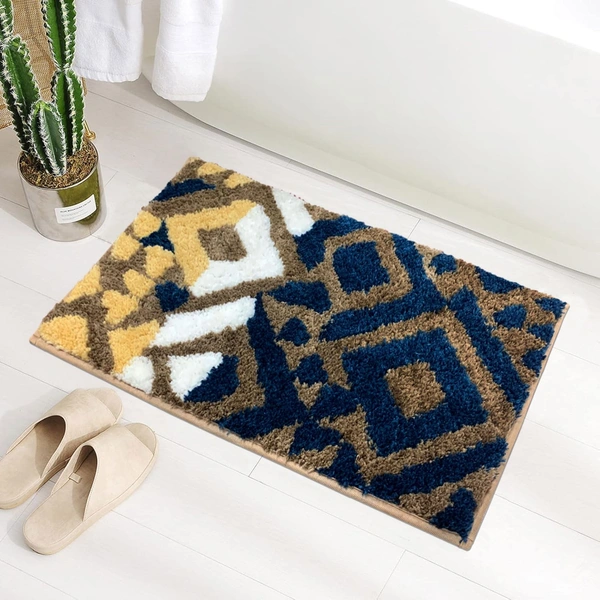 Luxe Home International Luxe Home Macau Diamond Bath Mat (40x60 cm) Super Soft Microfiber, Anti Slip Backing, Washable Bathroom Mat Perfect for Bedroom - Taupe - 40x60 cm, Taupe
