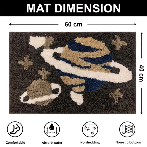 Luxe Home International Luxe Home Macau Planet Bath Mat (40x60 cm) Super Soft Microfiber, Anti Slip Backing, Washable Bathroom Mat Perfect for Bedroom - Coffee - 40x60 cm, Coffee